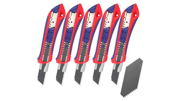 Lot de 5 cutters professionnels 18 mm WorkPro