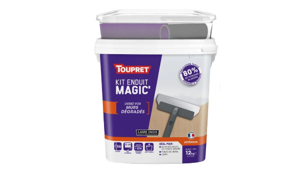 Kit enduit de lissage TOUPRET Magic' mur dégradé 12 kg