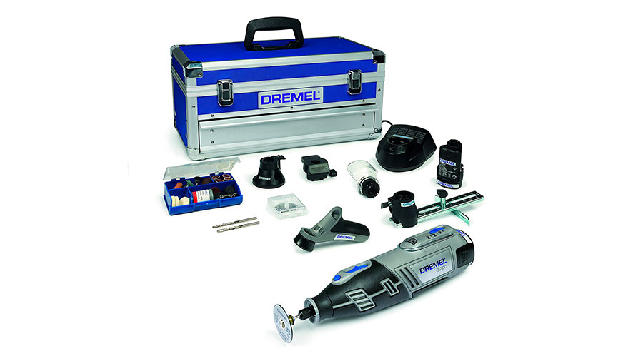 Dremel 8200-5/65 Outil rotatif multi-usage sans fil Li-Ion 1 coffret alu 2 batteries 5 adaptations et 65 accessoires