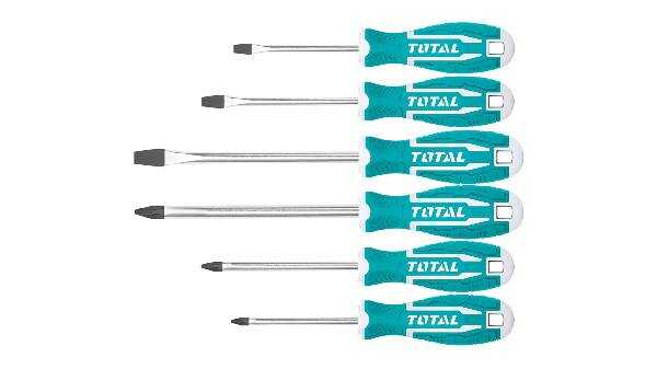 Jeu de 6 tournevis à pointe aimantée Total Tools