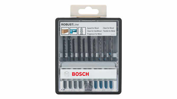  Bosch Robust Line 2607010542 Coffret de lames pour scie sauteuse 10 pièces Bois et métal Tige en T 