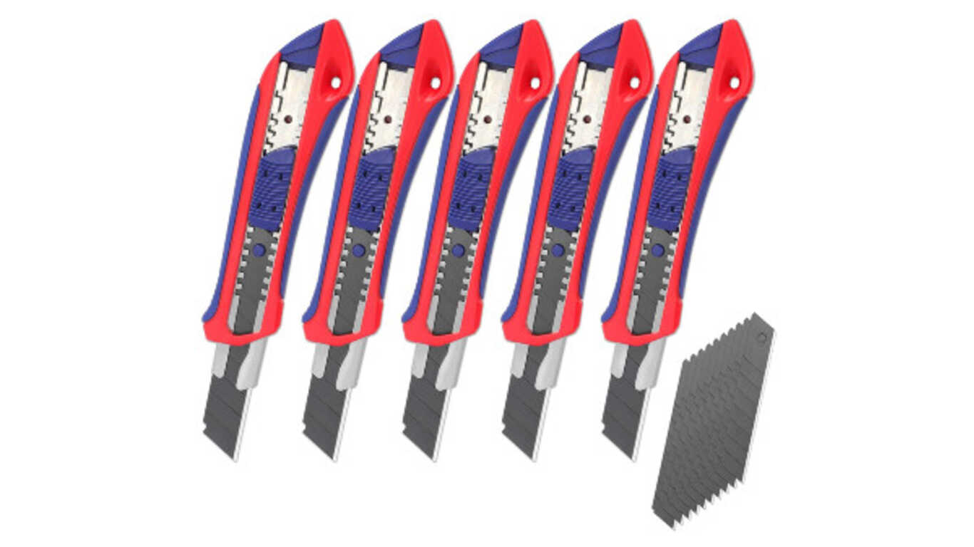 Lot de 5 cutters professionnels 18 mm WorkPro